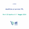 Modifiche al servizio TPL per il 25 Aprile e il 1° Maggio 2024
