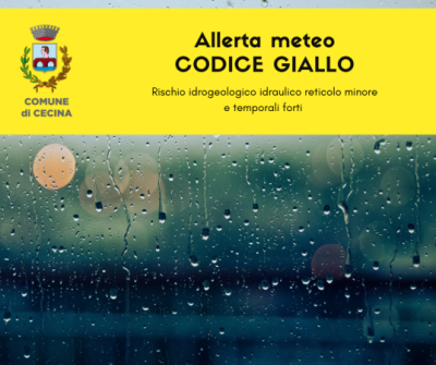 Allerta meteo codice giallo per pioggia e temporali 